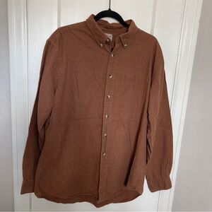 Men’s L.L. Bean Cotton and Wool Blend Long Sleeve Shirt, Button Up, Herringbone
